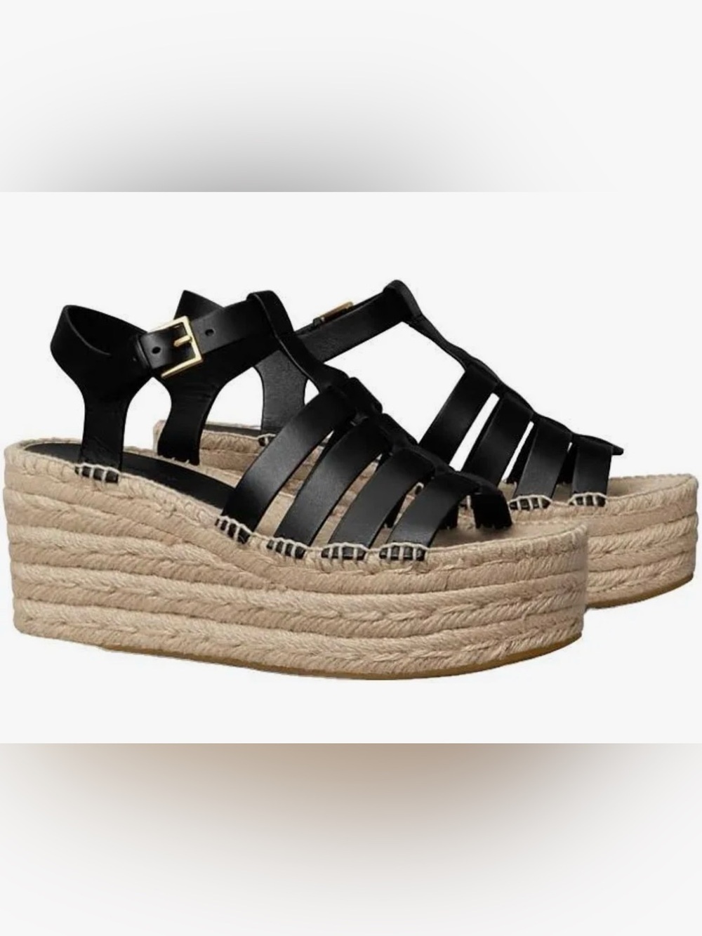 Tory Burch Black Fisherman Espadrilles NIB size 8